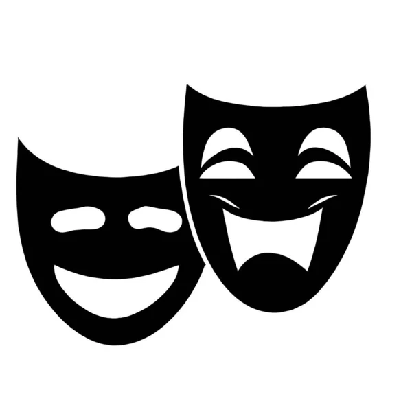 Teatr Szczęśliwy Smutny Maska Ikona Ilustracja — Wektor stockowy