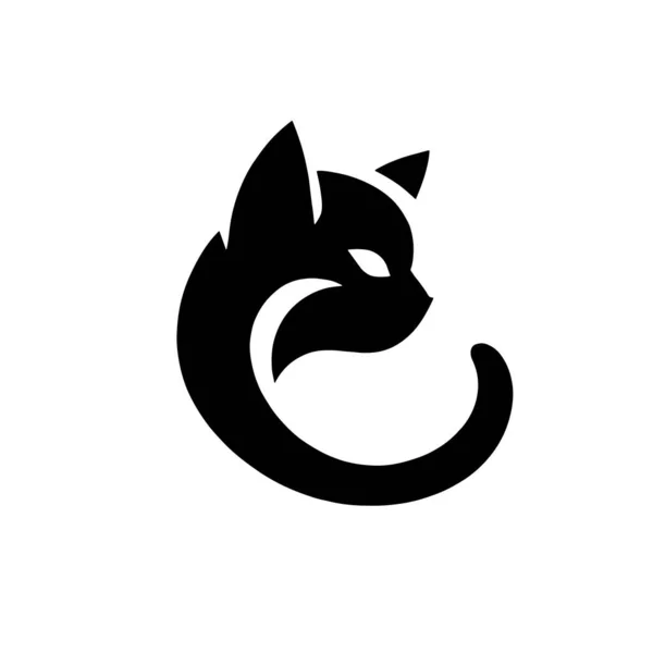 Иллюстрация Логотипа Кота Черном Цвете — стоковый вектор