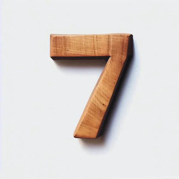 Číslo Sedm Dřevě Bílém Plátně — Stockový vektor