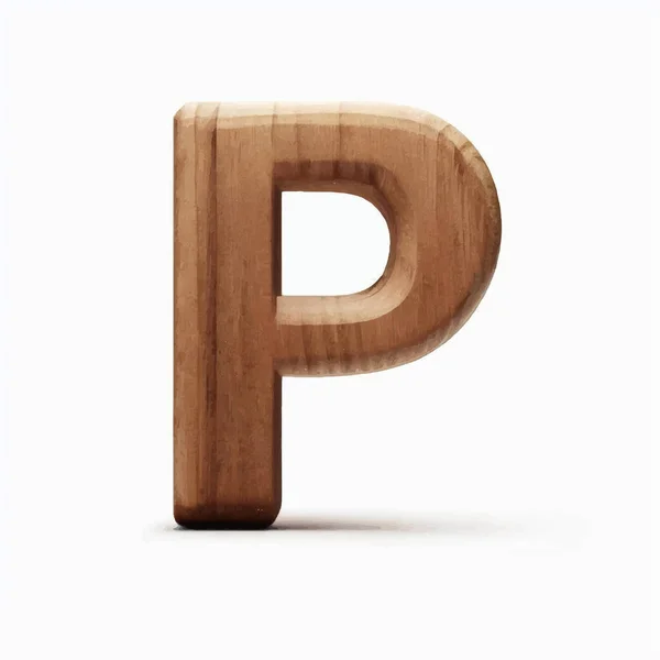 stock vector capital letter P in wood