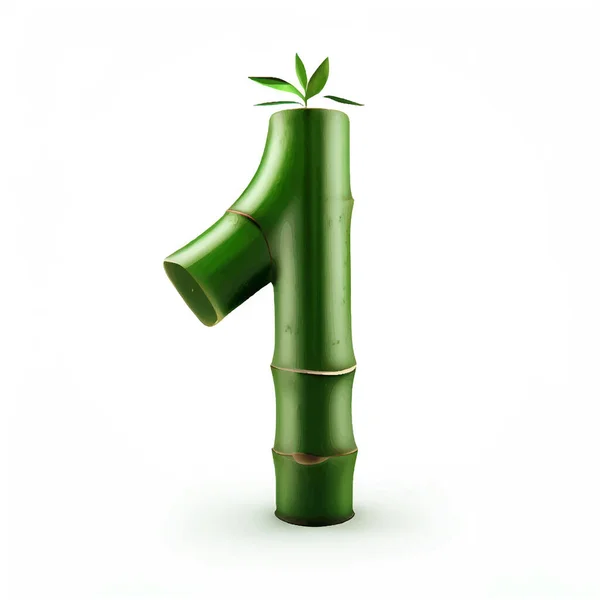 Número Uno Bambú Verde Con Fondo Blanco Bambú Verde — Archivo Imágenes Vectoriales