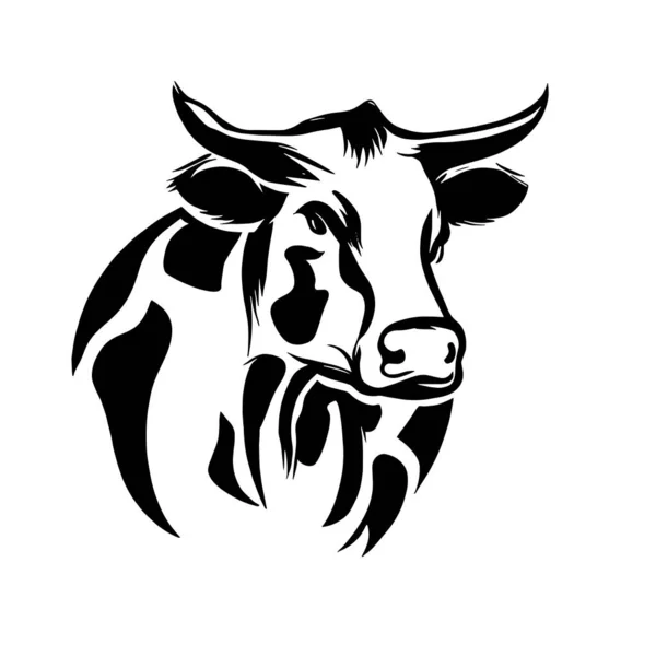 Λογότυπο Ταύρου Μαύρο Χρώμα Λευκό Καμβά — Διανυσματικό Αρχείο