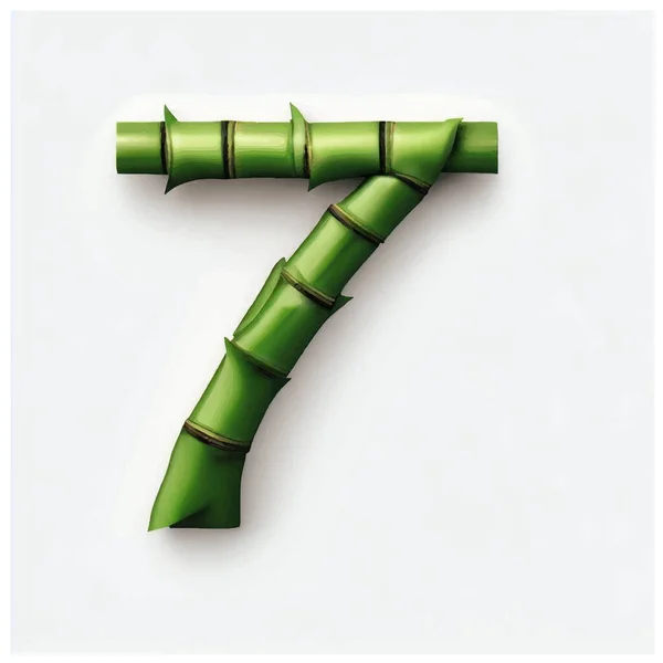 竹の緑の7番緑の竹の白の背景 — ストックベクタ