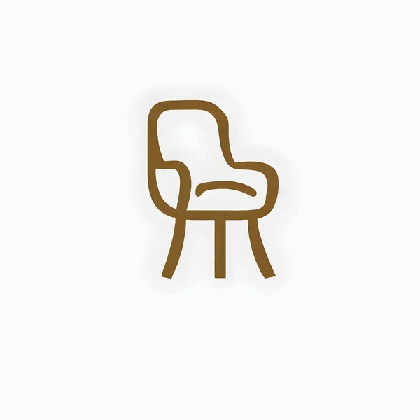 Illustration Logo Chaise Marron Sur Toile Blanche — Image vectorielle