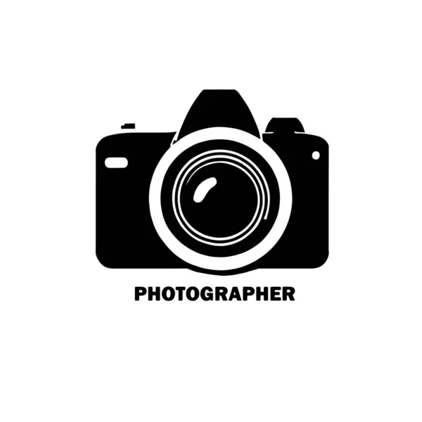 Black Camera Logo Illustration White Screen — Stock Vector