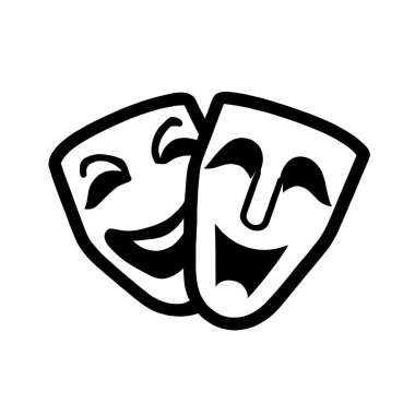 Tiyatro mutlu ve hüzünlü maske çizimi