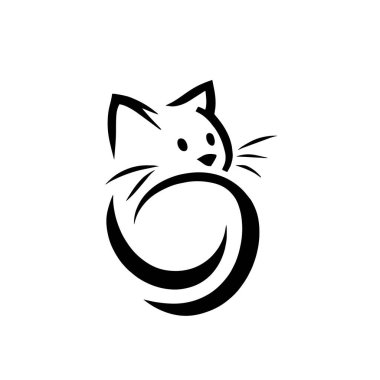 kedi logosu resmi siyah renkte