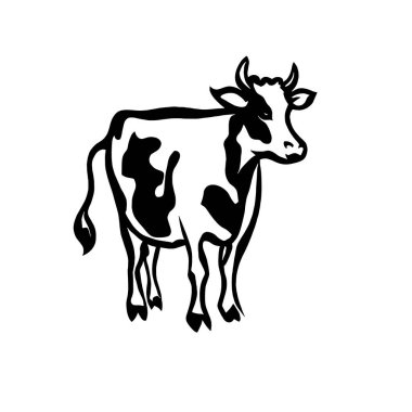 Beyaz bir tuvalde siyah renkli boğa logosu.