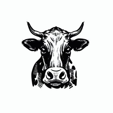 Beyaz bir tuvalde siyah renkli boğa çizimi
