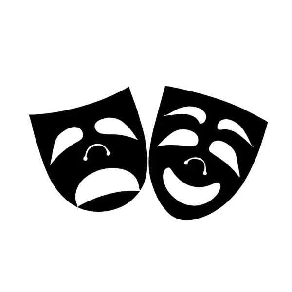 Divadelní Veselá Smutná Maska Ikona Ilustrace — Stockový vektor
