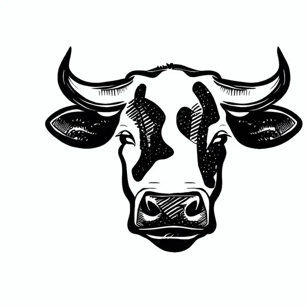 Bull Illustration Black Color White Canvas — Stock Vector