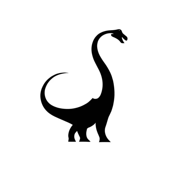 Černá Brachiosaurus Dinosaurus Logo Ilustrace Bílém Pozadí — Stockový vektor