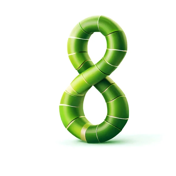 Číslo Osm Bambusové Zelené Bílým Pozadím Zeleném Bambusu — Stockový vektor