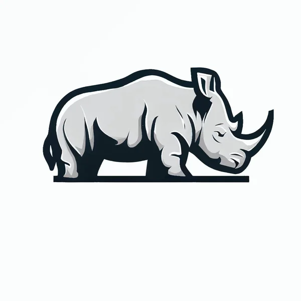 Ilustração Logotipo Rinoceronte Cor Cinza — Vetor de Stock