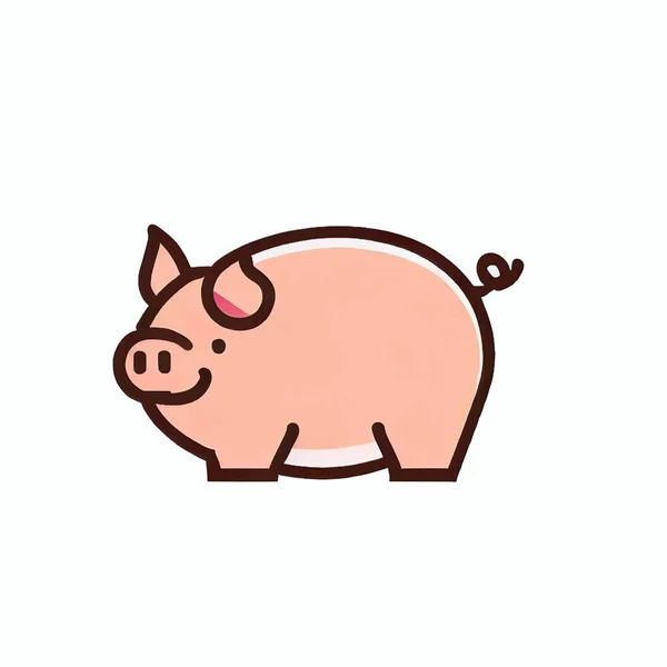 Natural Pig Illustration Its Side White Background — Stock Vector