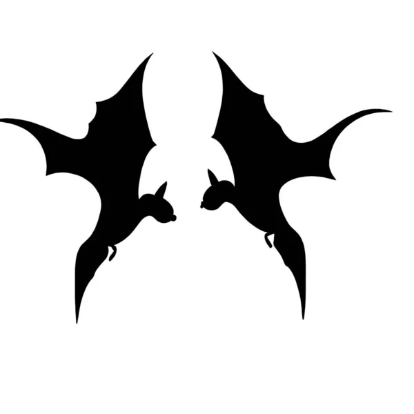 Ilustração Silhueta Morcego Tela Branca — Vetor de Stock