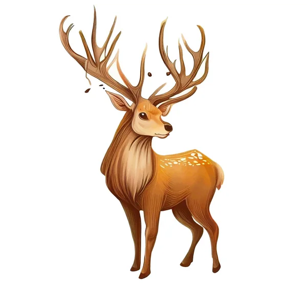 Deer Illusrationon Une Toile Blanche — Image vectorielle