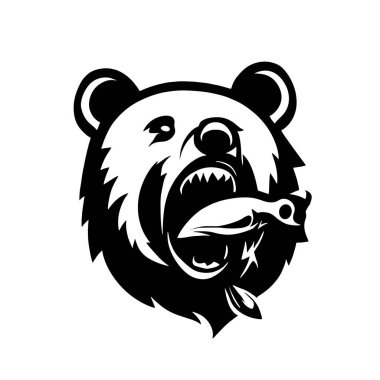 Ayı, balık logosu yiyor.