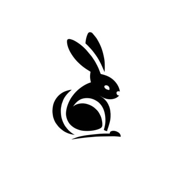 Siyah renkli tavşan logosu çizimi