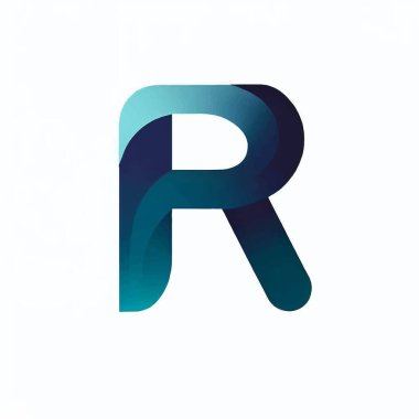 Beyaz arkaplanda r harfinin logo çizimi