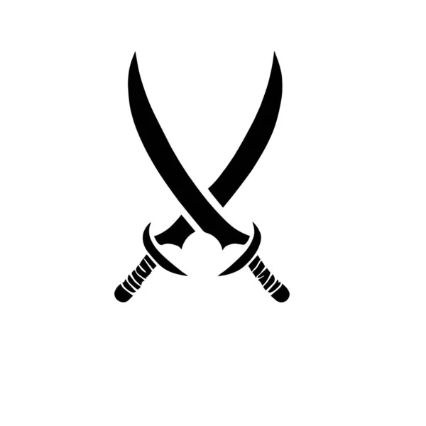 Zwart Zwaarden Logo Illustratie Een Witte Achtergrond — Stockvector