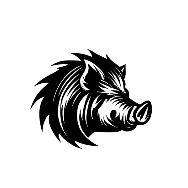 Wild Zwijn Logo Illustratie Van Zijkant — Stockvector