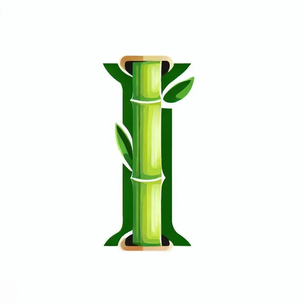 绿色竹子字母I白色背景上的图标 — 图库矢量图片
