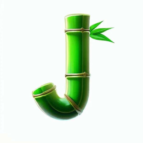 Ikon Logo Huruf Bambu Hijau Pada Latar Belakang Putih - Stok Vektor