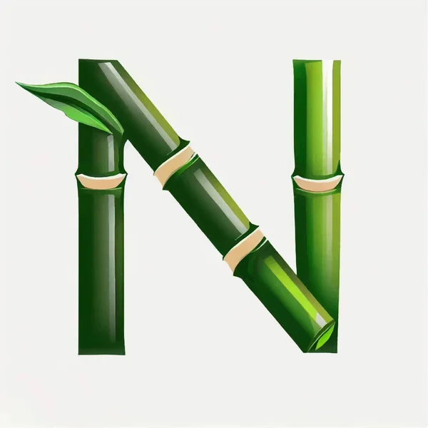 Icona Con Logo Bambù Verde Sfondo Bianco — Vettoriale Stock