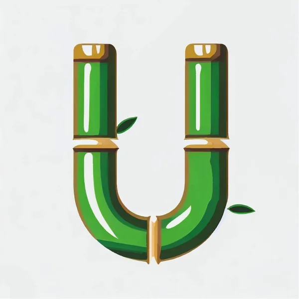 Verde Bambus Litera Logo Pictograma Fundal Alb — Vector de stoc