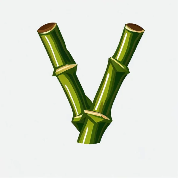 Verde Bambus Litera Logo Pictograma Fundal Alb — Vector de stoc