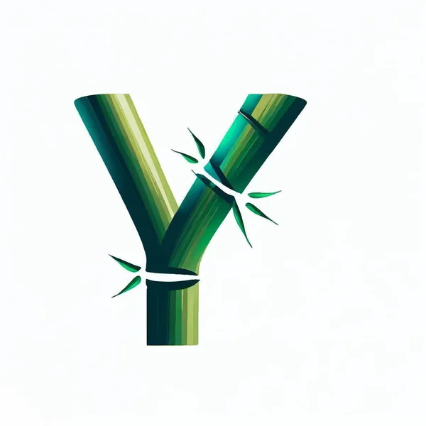 Πράσινο Μπαμπού Γράμμα Λογότυπο Εικονίδιο Λευκό Φόντο — Διανυσματικό Αρχείο