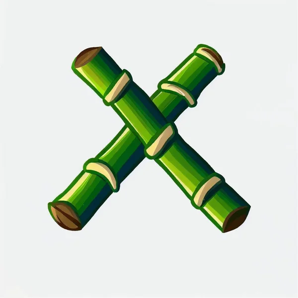 Icône Logo Bambou Vert Sur Fond Blanc — Image vectorielle