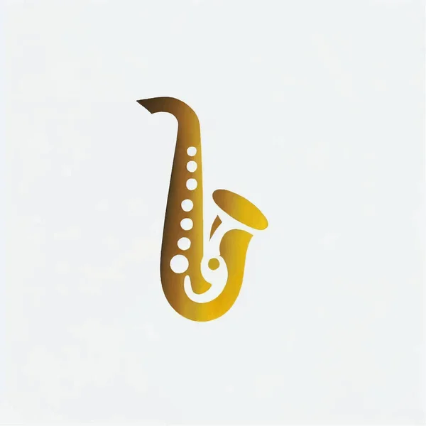 Golden Saxophone Logo Illustration White Screen — Stock Vector