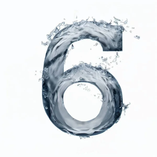 Número Seis Forma Água — Vetor de Stock