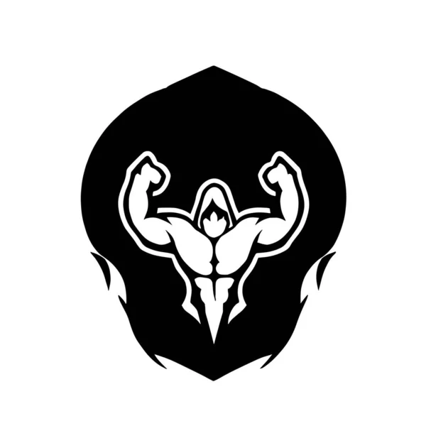 Черно Белый Рисунок Логотипа Бодибилдинга — стоковый вектор