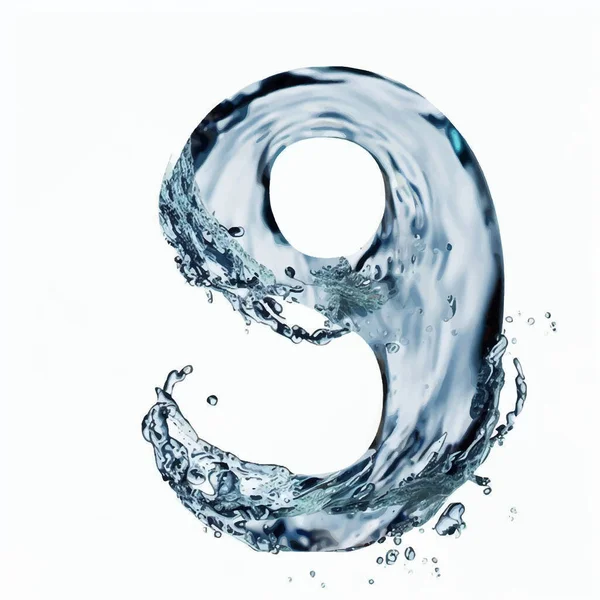 Číslo Devět Formě Vody — Stockový vektor