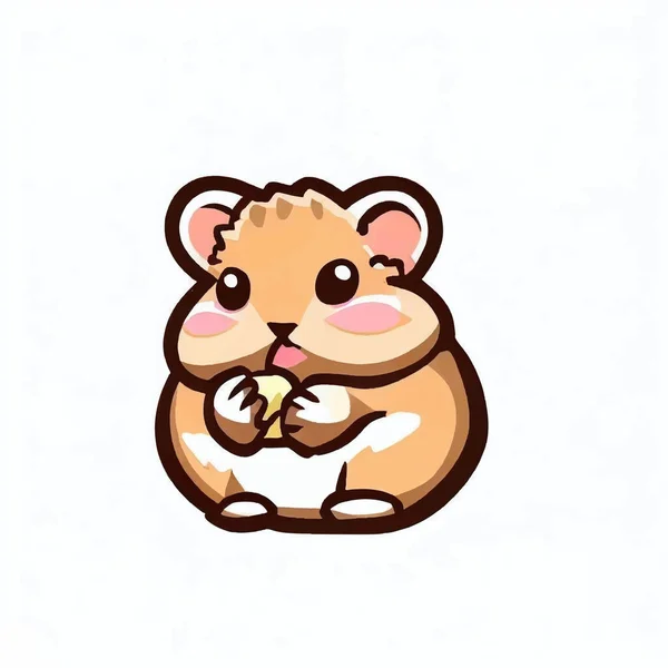 Hamster Logo Illustration Essen Auf Einem Weißen Bildschirm — Stockvektor