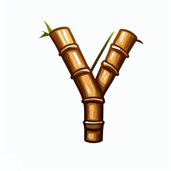 Huruf Bambu Ikon Logo Pada Latar Belakang Putih - Stok Vektor