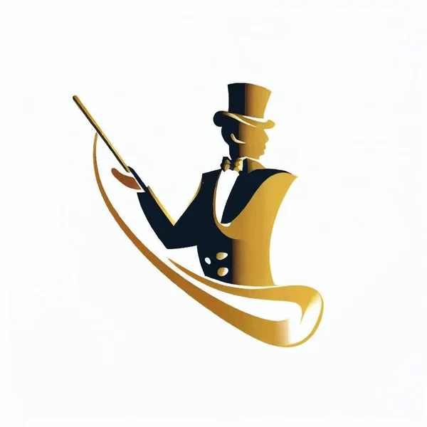 Maestro Musicale Logo Illustrazione Colori Nero Oro — Vettoriale Stock