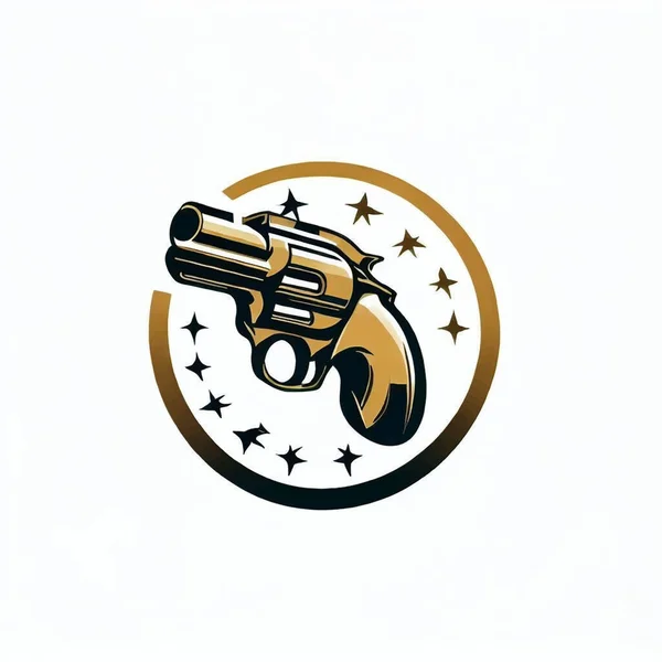 Žluté Logo Revolveru Bílé Obrazovce — Stockový vektor