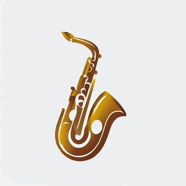 Ilustración Del Logotipo Del Saxofón Dorado Pantalla Blanca — Archivo Imágenes Vectoriales