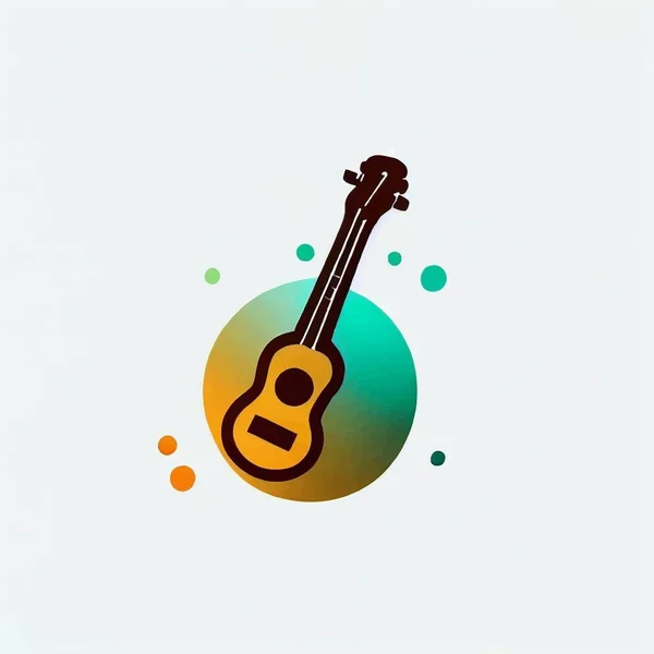Guitar Logo Illustration White Screen — Stock Vector