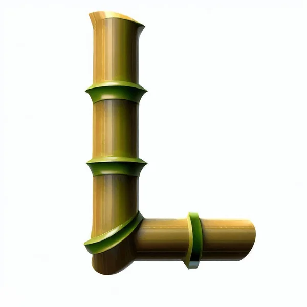 Lettre Majuscule Bambou Avec Fond Blanc — Image vectorielle