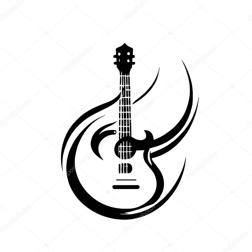 Guitar logo illustration on a white screen