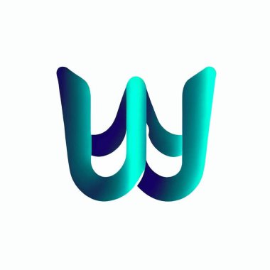 Beyaz arkaplanda w harfinin logo çizimi