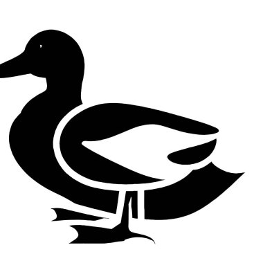 Beyaz arkaplanda siyah renkli ördek silueti simgesi