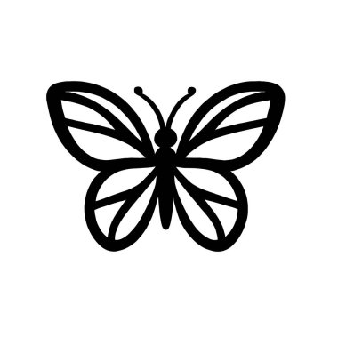 Beyaz ekranda siyah renkli kelebek logosu simgesi