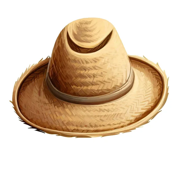 Соломенная Шляпа Белом Холсте — стоковый вектор