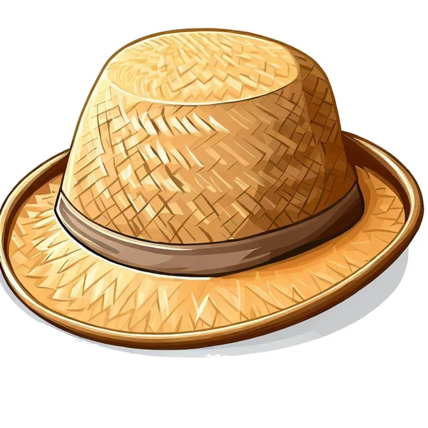 Соломенная Шляпа Белом Холсте — стоковый вектор